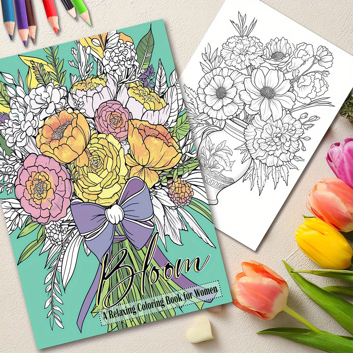 Flower Painting Coloring Book Perfect Gift for Adults Various Festivals
