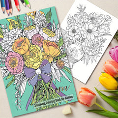 Flower Painting Coloring Book Perfect Gift for Adults Various Festivals