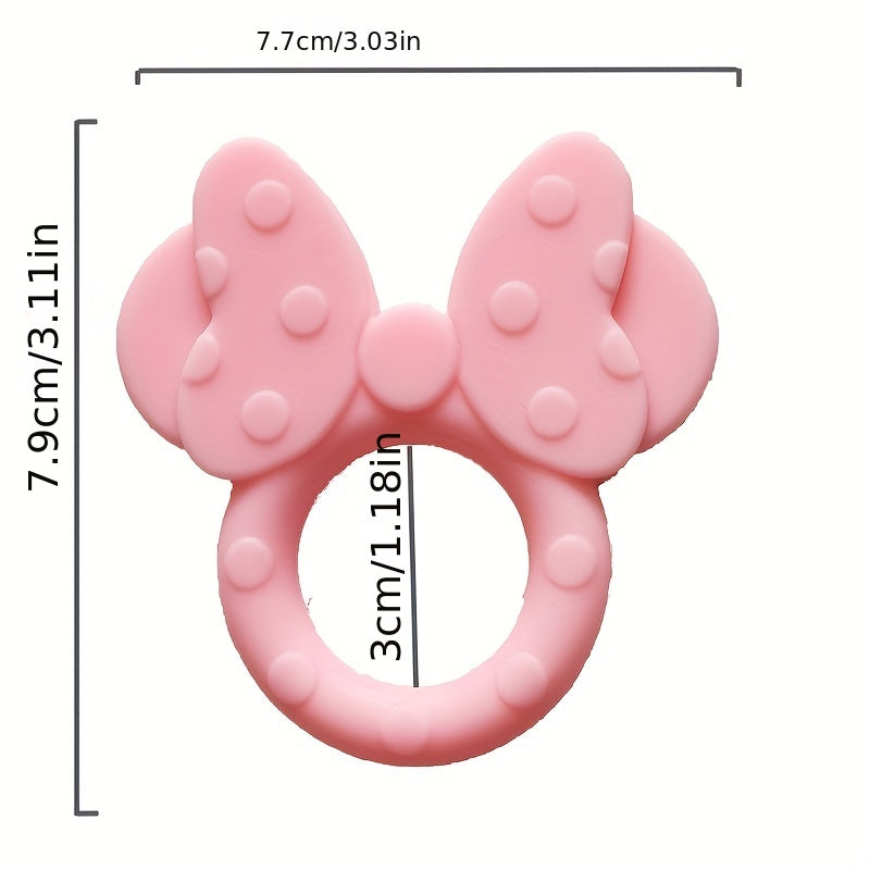 Baby Silicone Soothing Ring Teether Bowknot Teether Baby Soft Teething Toy