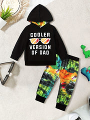 Toddler Boy's Tie Dye 2pcs Hoodie & Sweatpants Set Sunglasses Print Top