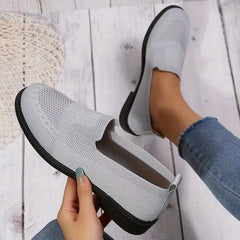 Women's Knitted Flat Shoes Comfy Slip On Low Top Casual Walking Shoes
