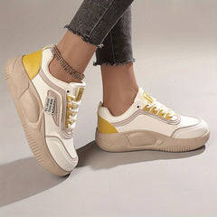 Faux Leather Heighten Skate Shoes Casual Chunky Sneakers