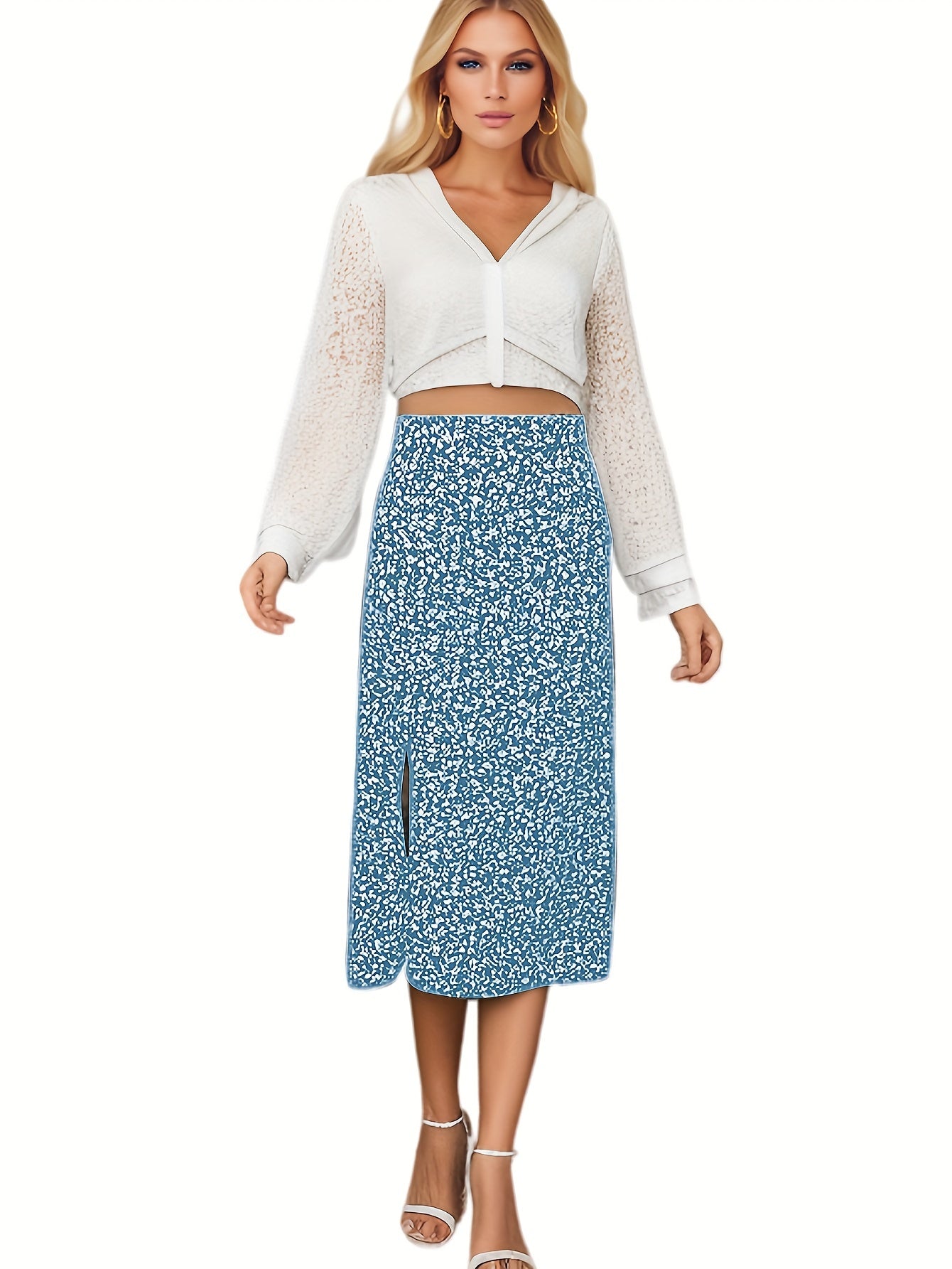 Ditsy Floral Print Maxi Skirt High Waist Summer Vacation Women's Clothing