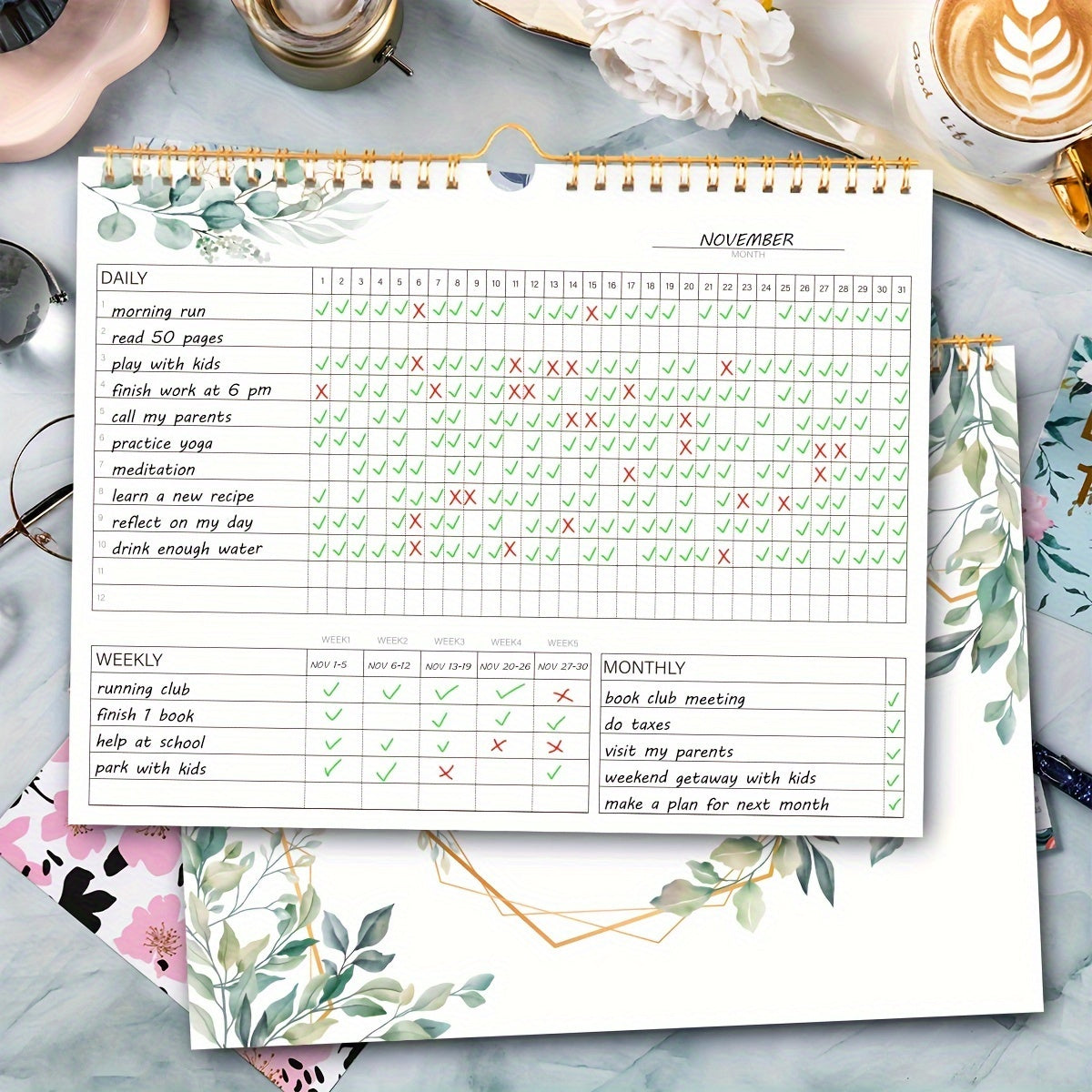 Habit Tracker Journal Spiral Binding Planner