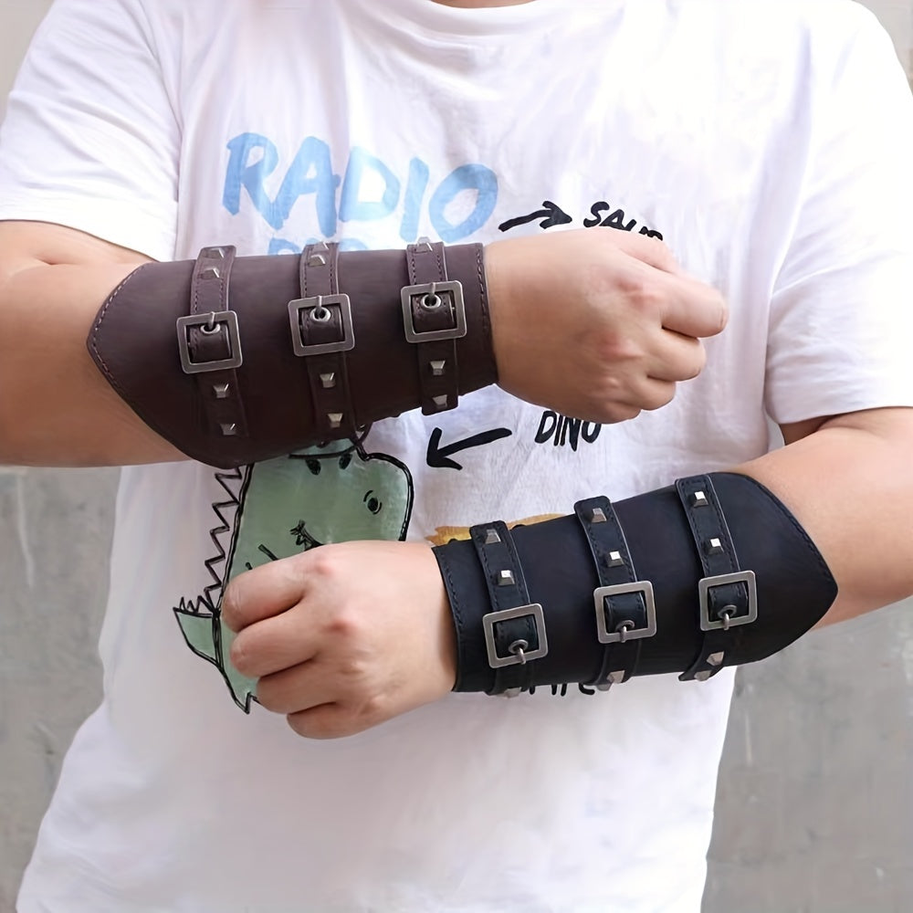 Renaissance Style Leather Arm Bracers Medieval Knight Archery Guards