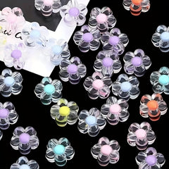 50pcs Transparent Acrylic Flower Beads for DIY Jewelry Making