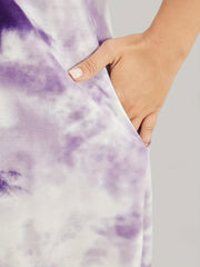 Tie Dye & Heart Print Long Sleeve Nightdress With Pockets