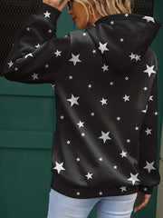Stars Print Kangaroo Pocket Hoodie Casual Sweatshirt