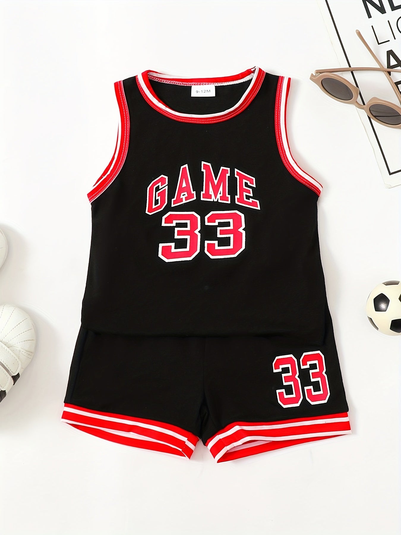 Toddler Kid Basketball Jersey Outfit Game 83 Tank Top Track Shorts Set