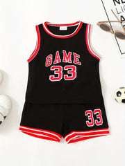 Toddler Kid Basketball Jersey Outfit Game 83 Tank Top Track Shorts Set