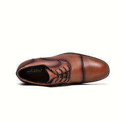 Men's Cap Toe Derby Shoes Lace up Front Dress Shoes For Men Office Business