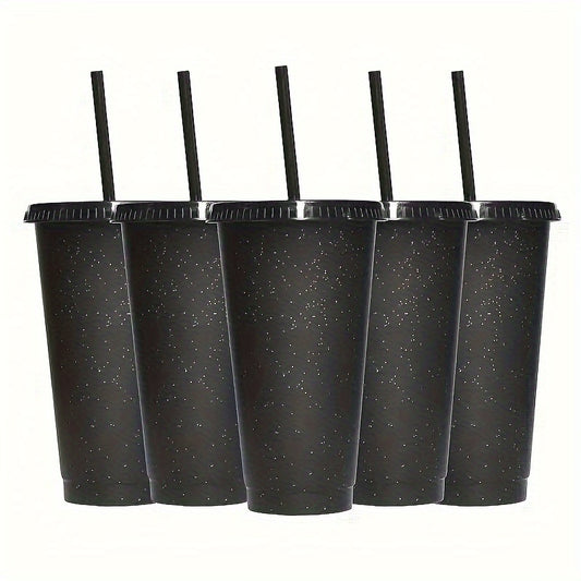5pcs 710ml Water Bottle with Lid and Straw, Portable Lightweight Water Cup
