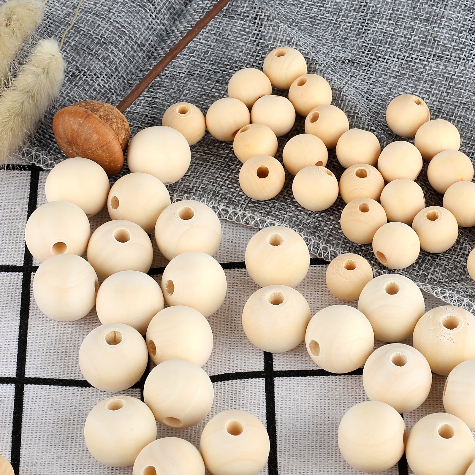 500pcs 10mm Natural Wooden Beads Unprocessed Round Spacer Beads DIY Crafts