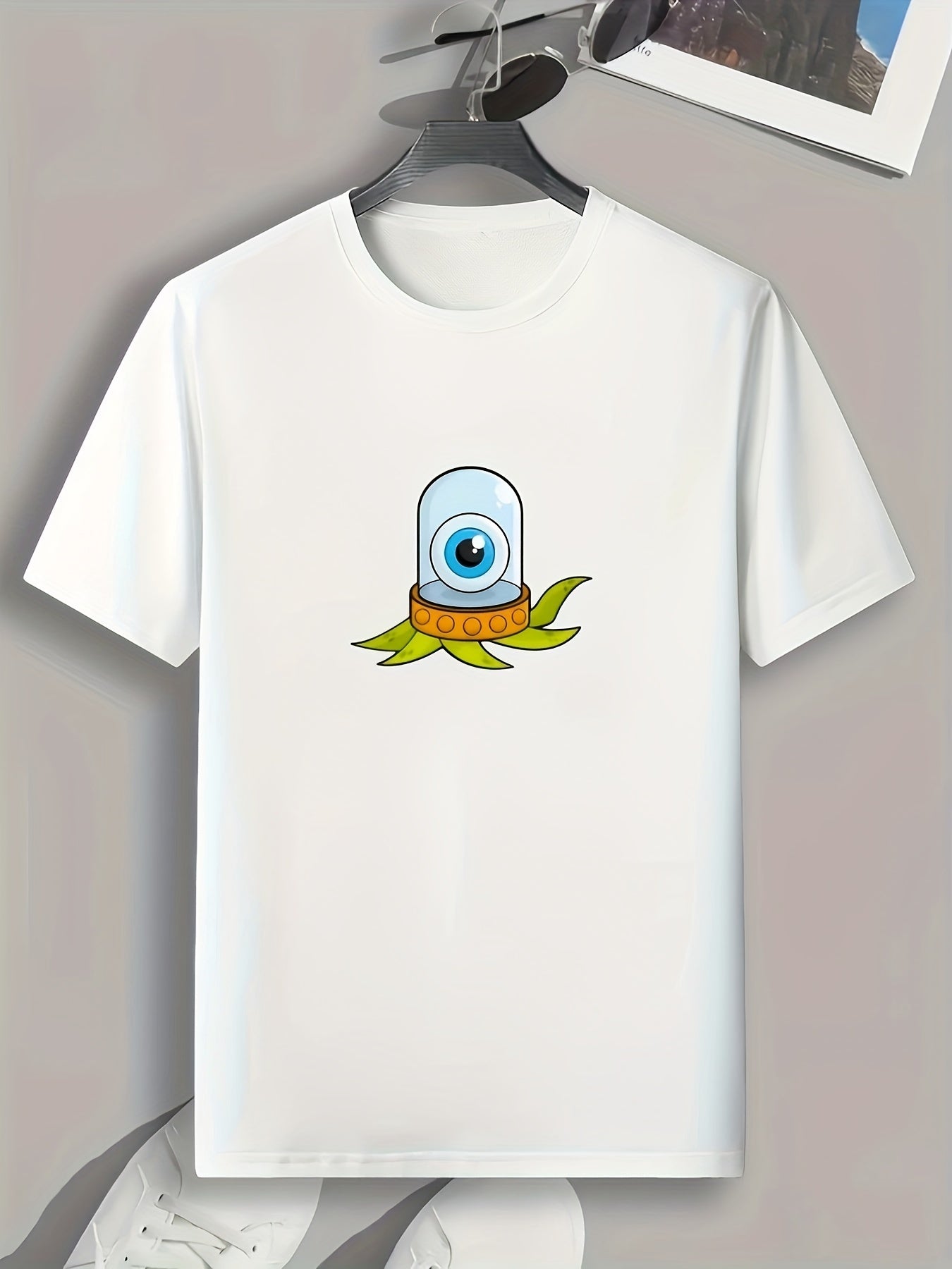 Cartoon Eye Print Men's Graphic Tee - Casual Summer T-shirt