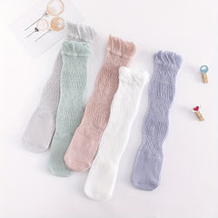 5 Pairs Baby Mesh Over The Knee Stockings Anti Mosquito Ruffled Hollow Out Socks