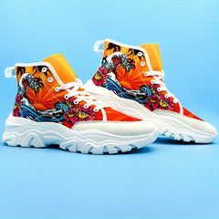 Graphic Print Lightweight Heighten Skate Shoes Casual Non Slip Chunky Sneakers