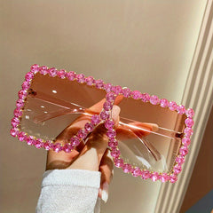 Oversized Square Sunglasses Women Rhinestone UV400 Sun Shades