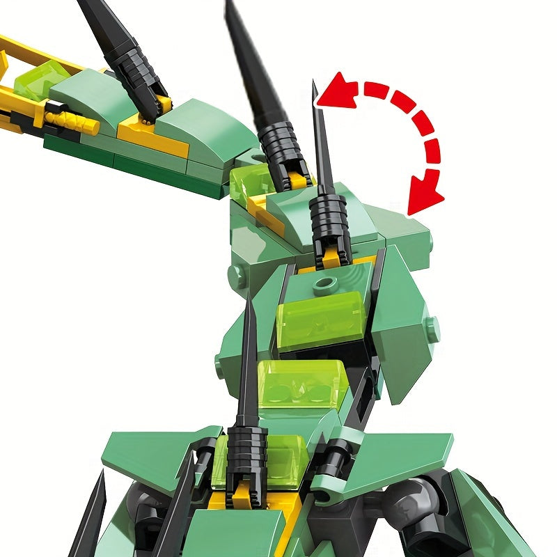 Green Chinese Dragon Building Blocks Set Educational ABS Construction Toy Animal