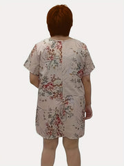 Floral Print Plus Size Loungewear Dress with Short Sleeve Tee Nightdress