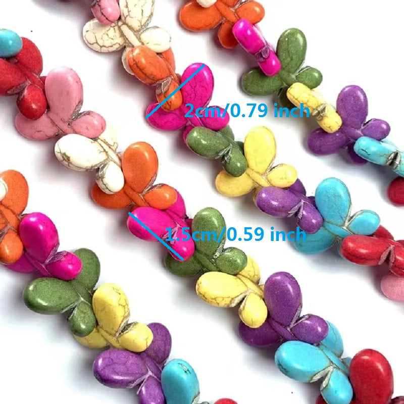 38-Piece Butterfly Turquoise Beads Set 15x20mm - 0.6-0.8in