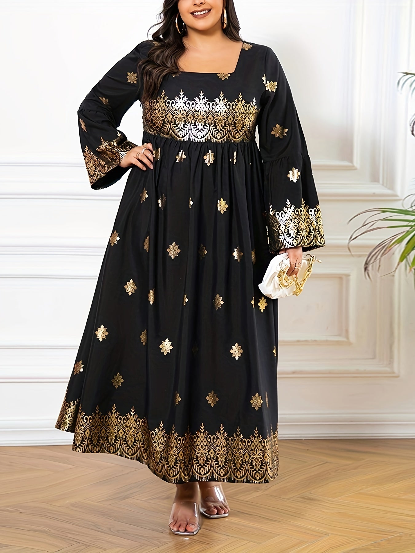 Floral Print Long Sleeve Maxi Dress