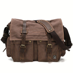 Men's Canvas Crossbody Bag Large Laptop Shoulder Briefcase