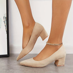 Women's Pointed Toe Low Heel Slip-On Court Pumps