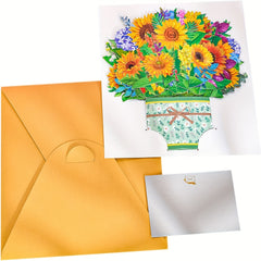 Pop Up Cards Sunflower Card 9 Inch Flower Bouquet Card Birthday Anniversary 3D