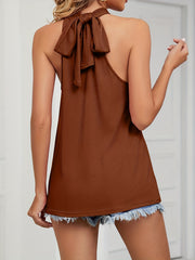 High Collar Ruched Top Sleeveless Summer Top Women's Clothing