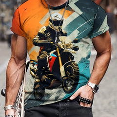 Men's Motorbiker Graphic Tee Casual Stretch Breathable