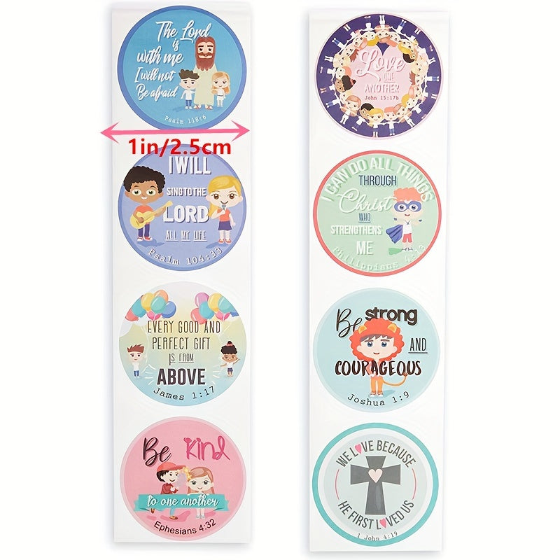 500 Cartoon Encouragement Slogan Stickers Roll Hand Cross Pattern Scripture Gift