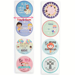 500 Cartoon Encouragement Slogan Stickers Roll Hand Cross Pattern Scripture Gift