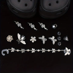 Dark Style Punk Rhinestone Shoe Chain Butterfly Shoe Buckle