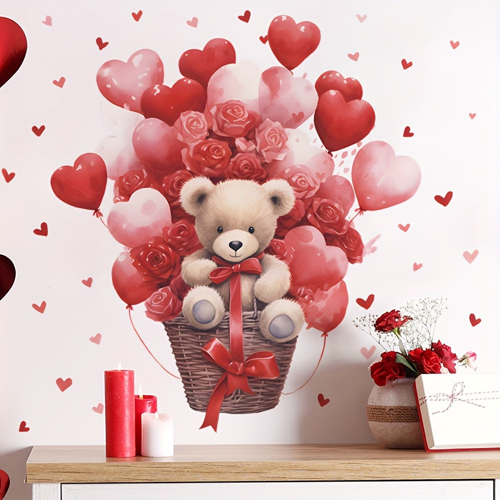 Rose Love Balloon Bear Wall Stickers Romantic Decor