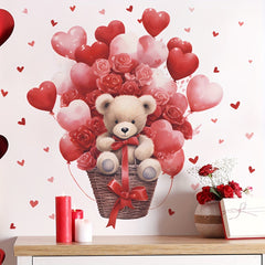 Rose Love Balloon Bear Wall Stickers Romantic Decor