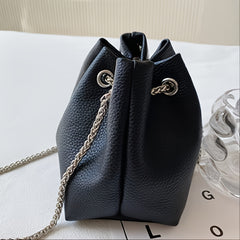 Bucket Bag Faux Leather Chain Shoulder Bag