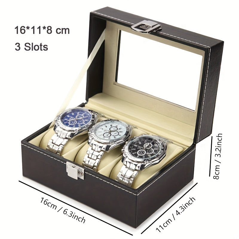 PU Leather Watch Storage Box PVC Material Transparent Frame Box