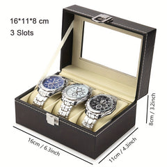 PU Leather Watch Storage Box PVC Material Transparent Frame Box