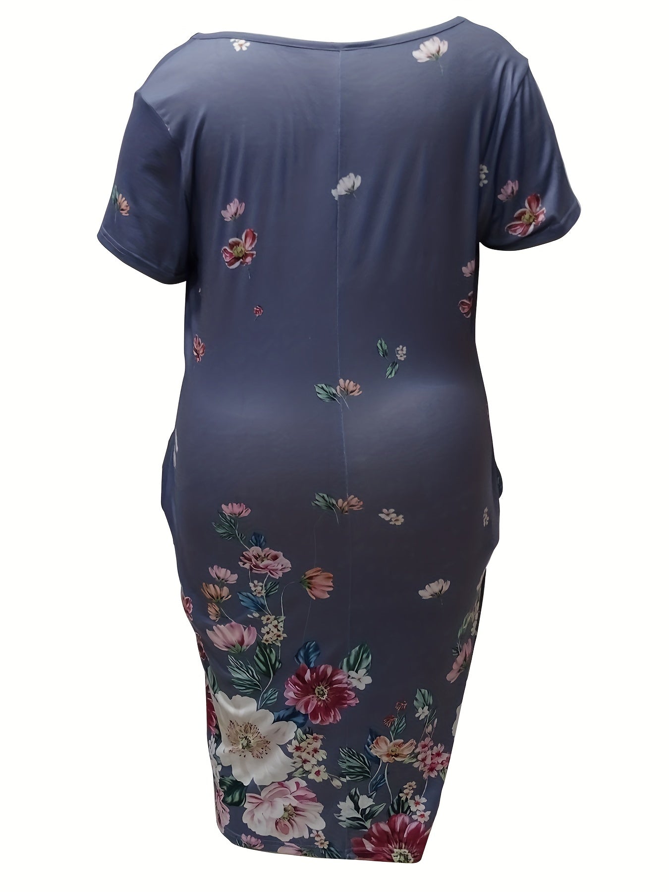 Floral Print V Neck Tee Dress