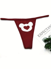 5pcs Heart Pattern Thongs Sexy Intimates Panties Women's Lingerie
