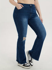 Ripped Fringe Flared Leg Jeans
