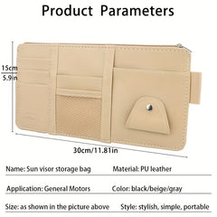 Car Sun Visor Glasses Holder Card Package Leather Storage Bag