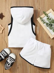 Baby Boys Star Print Hooded Top & Shorts Set, Summer Casual Outfit