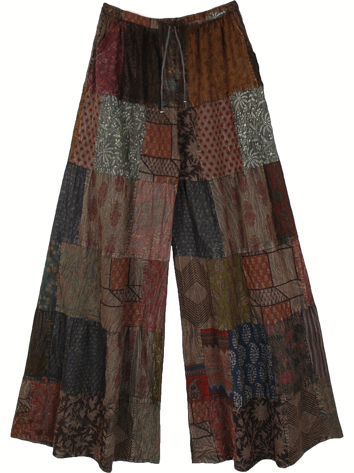 Hippie Patchwork Wide Leg Pants for Women