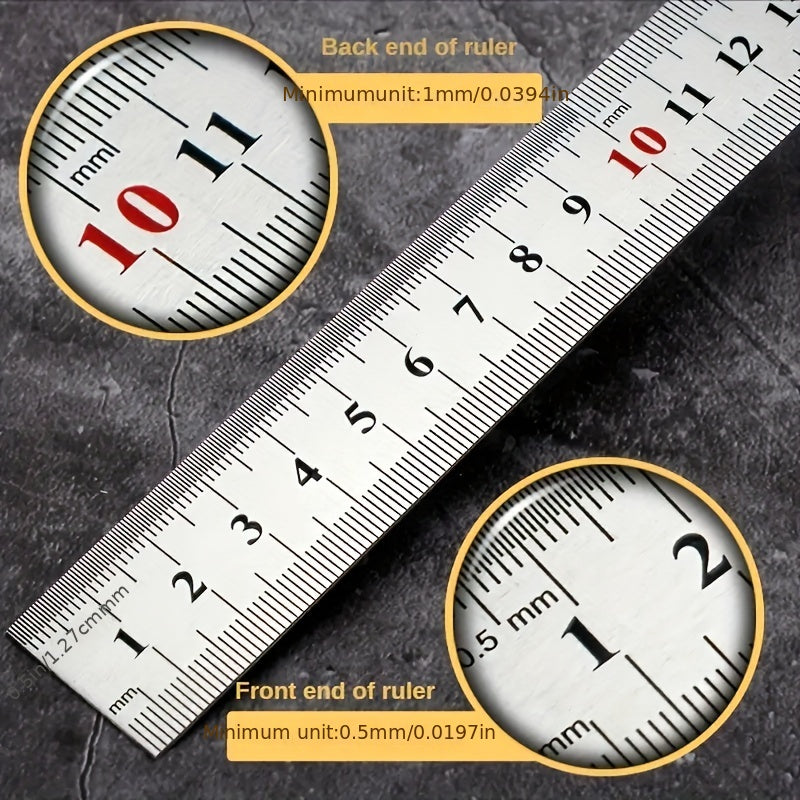 1pc Stainless Steel Ruler 20 32 30 Steel Ruler Inch Metric Machinist Ruler