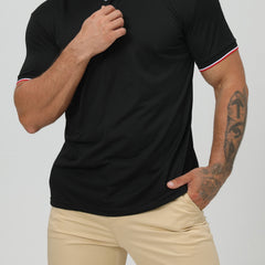 Men's Contrast Binding Short Sleeve Lapel Golf Shirt
