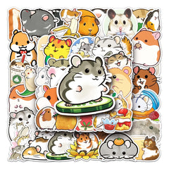 50pcs Cartoon Hamster Animal Stickers Waterproof for Laptop Car Refrigerator