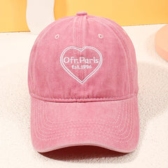 Heart Embroidery Baseball Cap Vintage Washed Distressed Dad Hats
