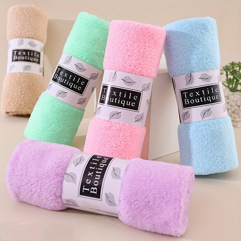 5pcs Coral Velvet Towels for Outdoor, Water Absorbent & Non-shedding
