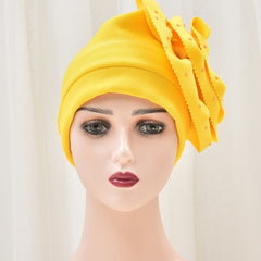 Turban Hair Cap Women Casual Big Flowers Head Hat Cap Headwear